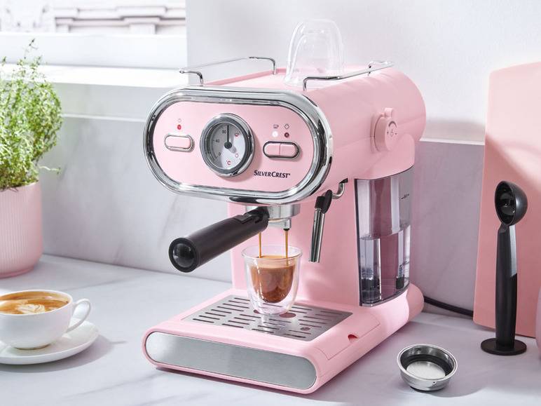 SILVERCREST® KITCHEN TOOLS Espressomaschine/Siebträger Pastell rosa SEM 1100 D3 + Elektrische Kaffeemühle »SKME 180 C1«, 180 W Osterangebot