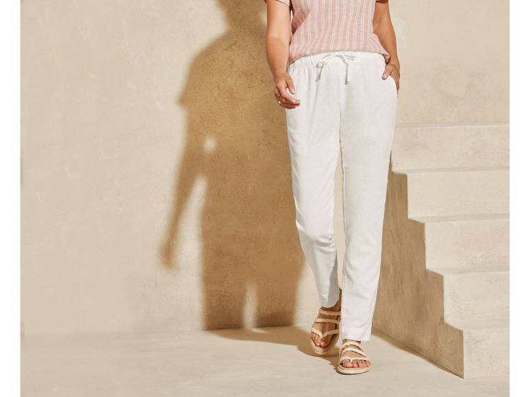 esmara® Damen Leinenhose mit Gummizugbund und Bindeband Speichern exportieren