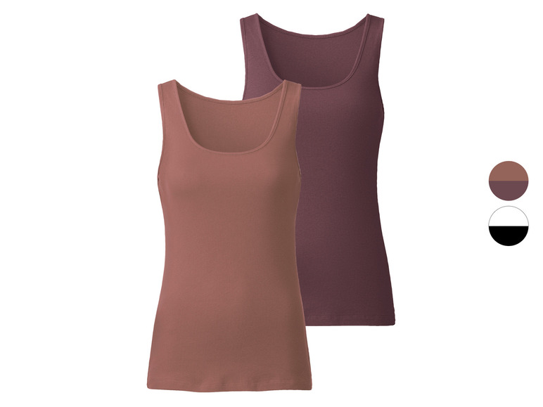 esmara® Damen Tops, 2 Stück, in anschmiegsamer Ripp-Qualität 2025