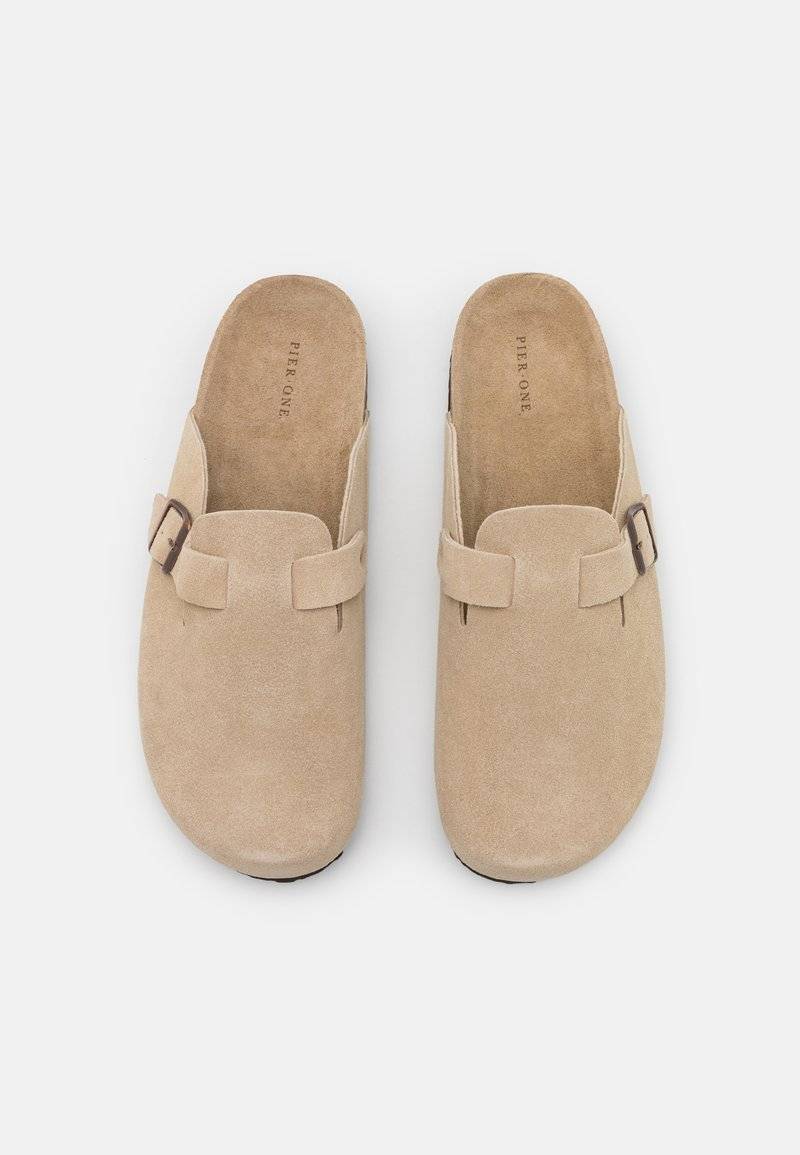 Pier One Pier One LEATHER UNISEX - Slippers - beige Neuheiten