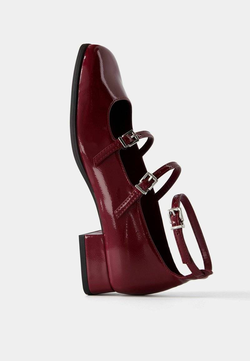 Bershka Bershka MARY JANES - Ankle strap ballet pumps - dark red Riesige Ersparnisse