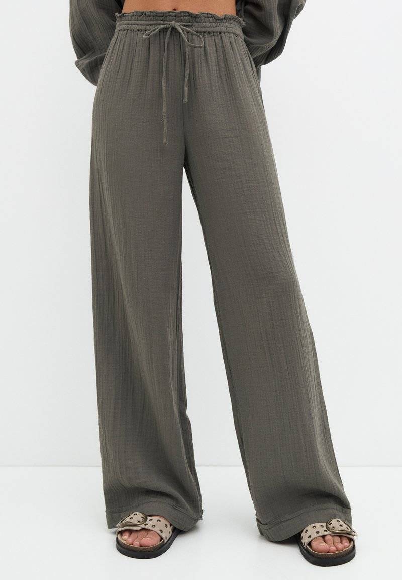 PULL&BEAR PULL&BEAR CREASED WITH FRAYED HEMS - Trousers - dark grey
