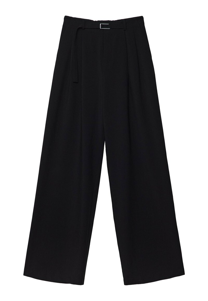 Stradivarius Stradivarius WITH BUCKLE DETAIL - Trousers - black Tägliche Deals