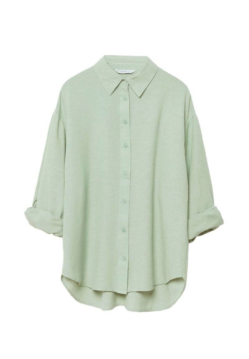 Stradivarius Stradivarius RUSTIKALES DAILY - Button-down blouse - khaki Begrenzte Freigabe