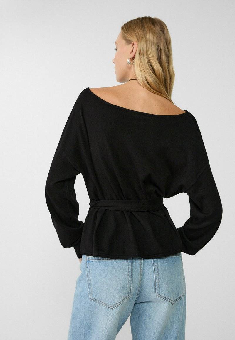 Stradivarius Stradivarius BOAT NECK - Jumper - black Letzter Tag