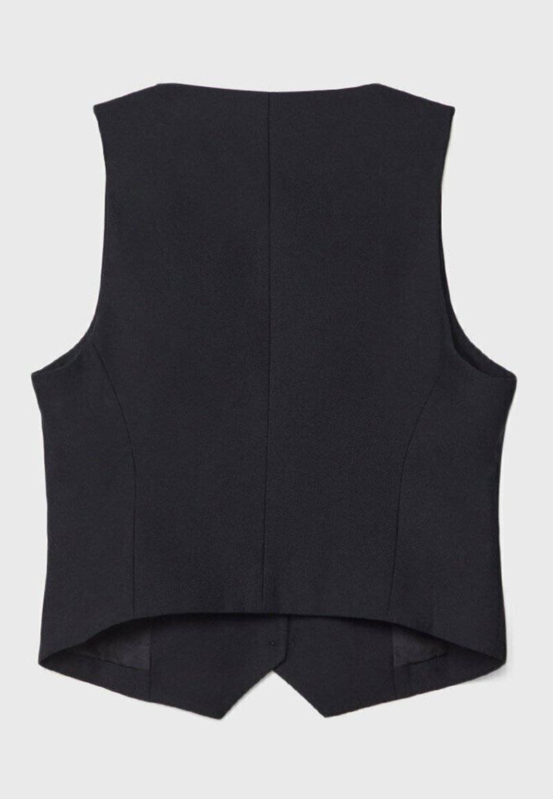 Stradivarius Stradivarius SHORT BUTTONED - Waistcoat - black Discount Store für neue Produkte