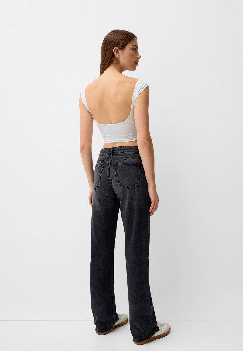 Bershka Bershka Straight leg jeans - dark grey Wochenangebot