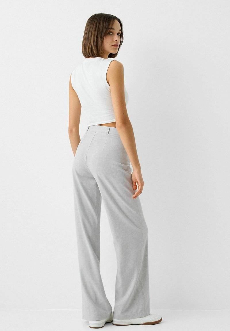 Bershka Bershka WIDE TAILORED - Trousers - mottled grey Bis zu 50% Rabatt