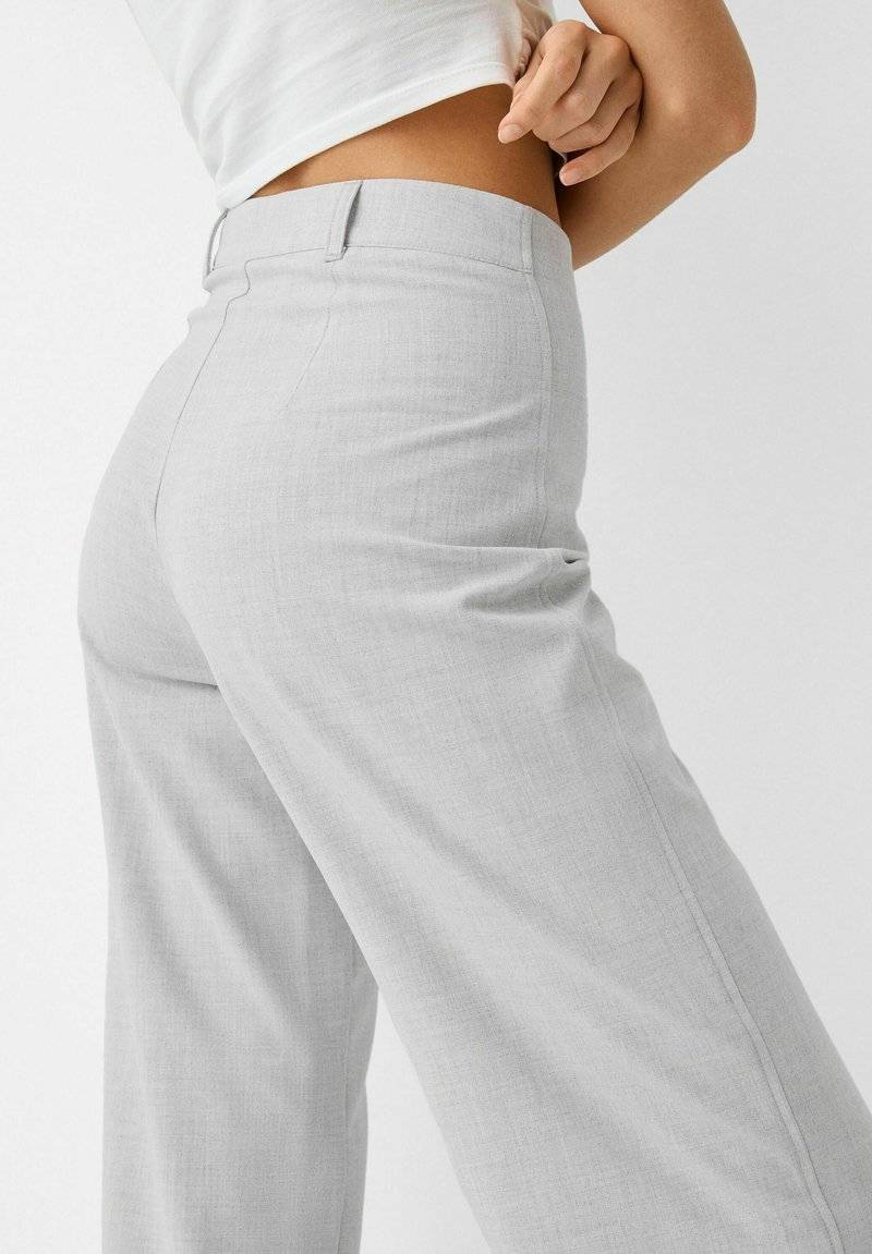 Bershka Bershka WIDE TAILORED - Trousers - mottled grey Bis zu 50% Rabatt