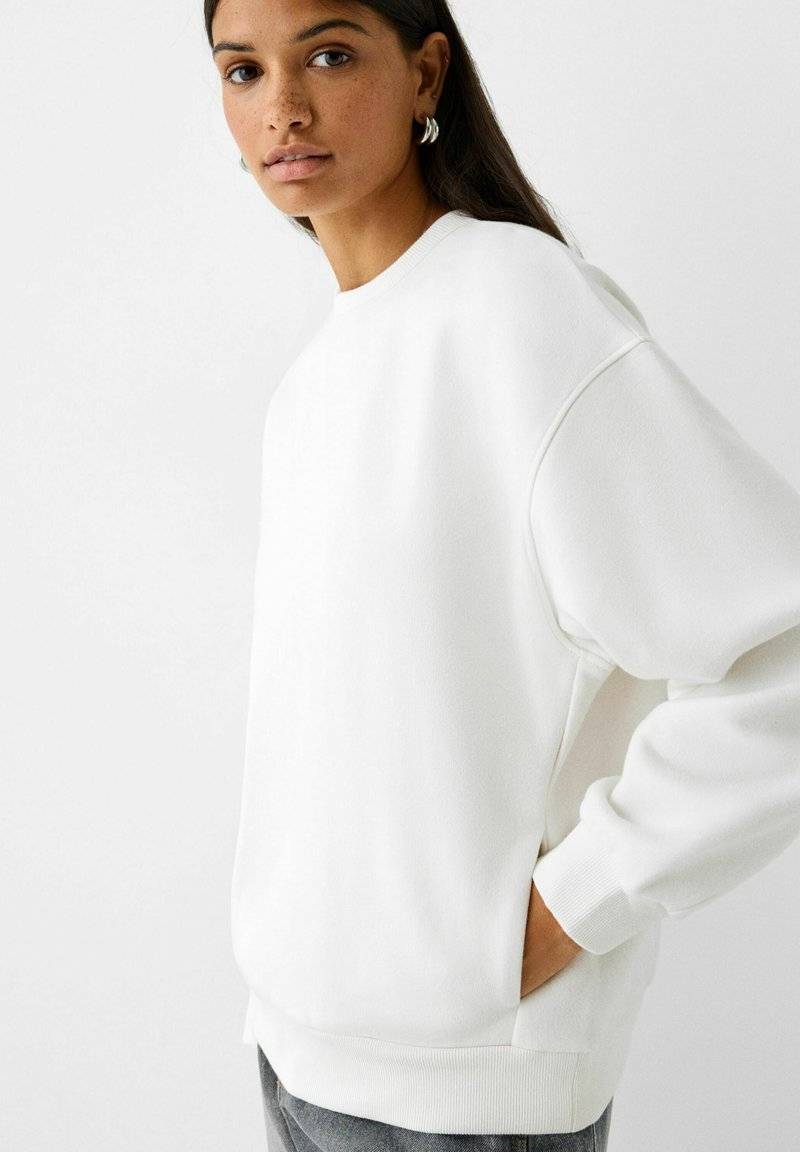 Bershka Bershka Sweatshirt - white Bis zu 60% Rabatt