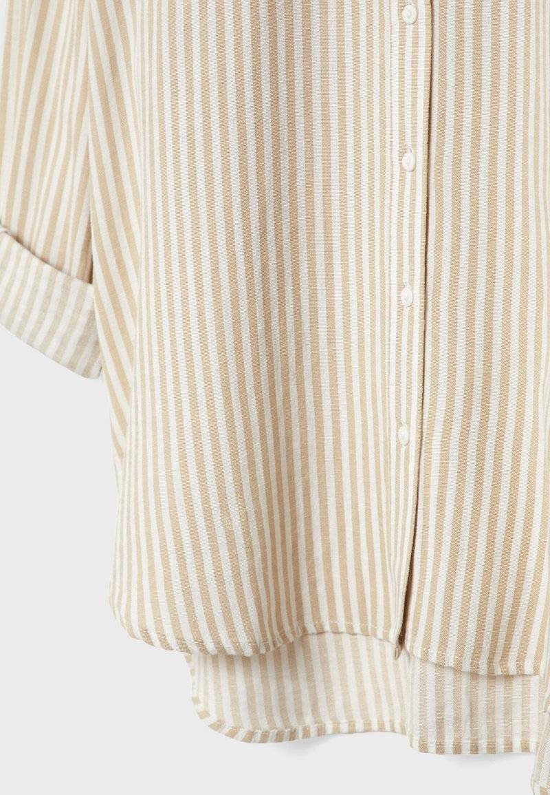 Stradivarius Stradivarius STRIPED - Button-down blouse - stone Sonderangebot der Fabrik