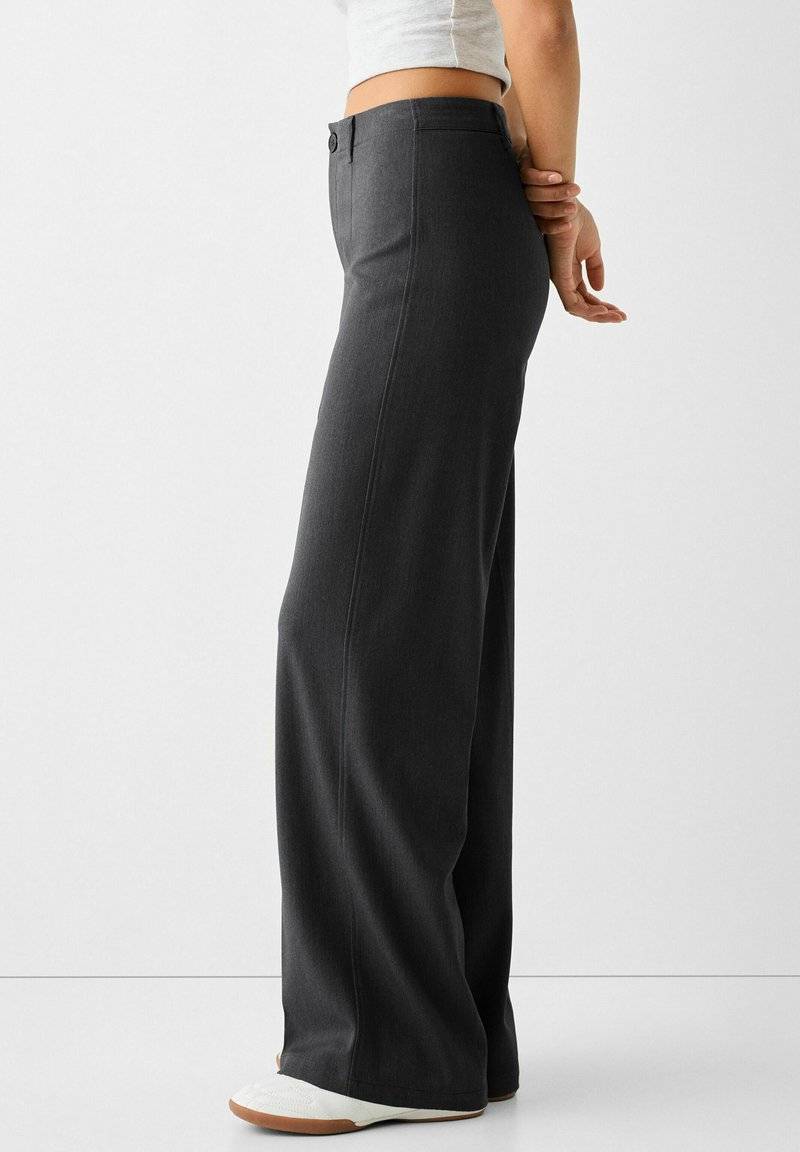 Bershka Bershka WIDE TAILORED - Trousers - mottled dark grey Bis zu 55% Rabatt