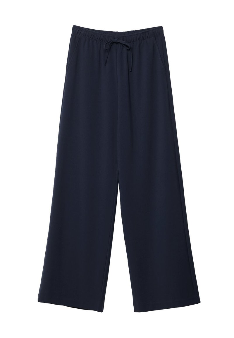 Stradivarius Stradivarius LONG FLOWING - Trousers - mottled dark blue Nur noch ein Tag übrig