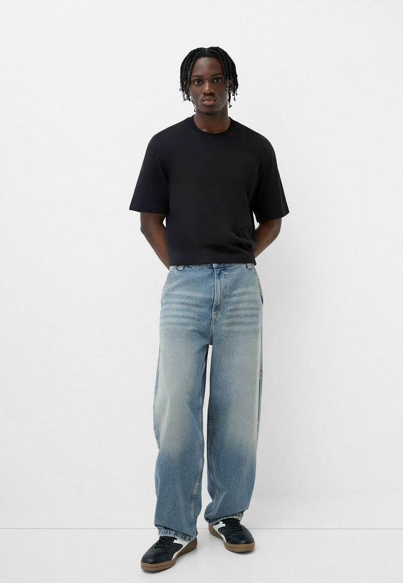Bershka Bershka Relaxed fit jeans - blue grey Super Rabatt