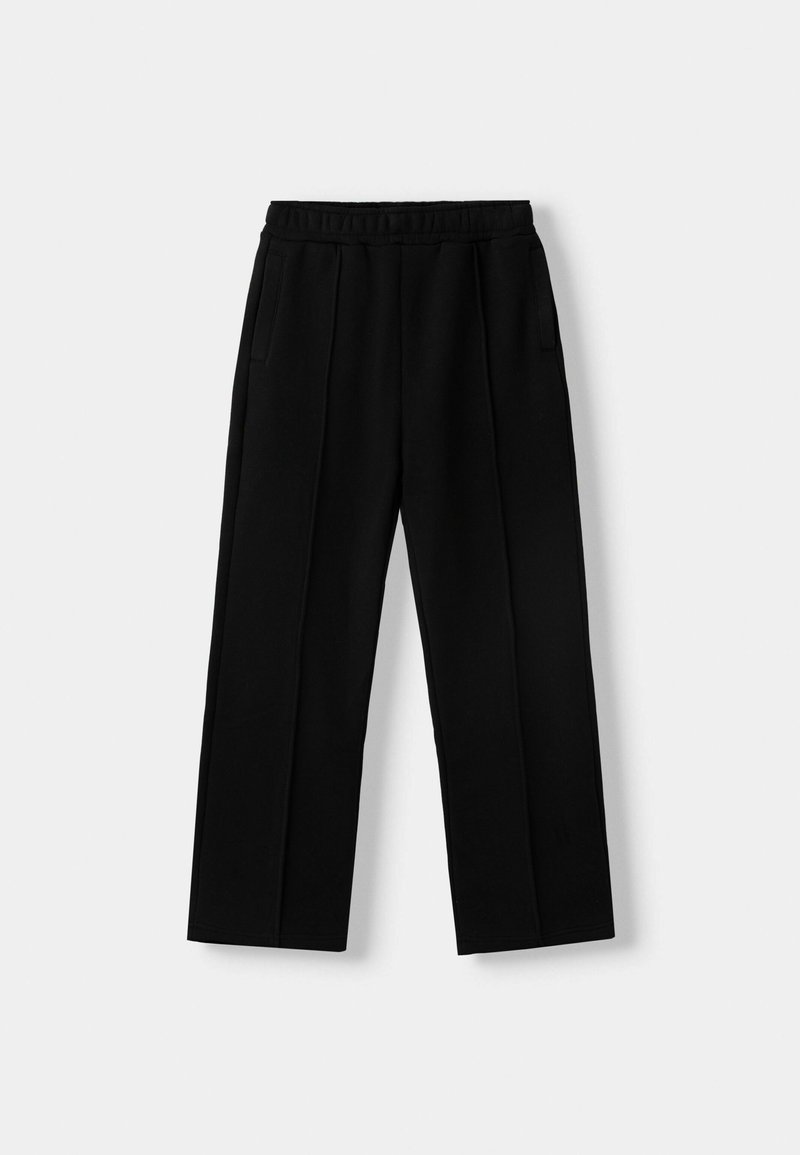 Bershka Bershka WIDE - Tracksuit bottoms - black Riesige Rabatte
