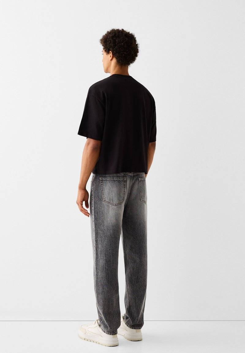 Bershka Bershka Straight leg jeans - mottled dark grey Tiefpreis