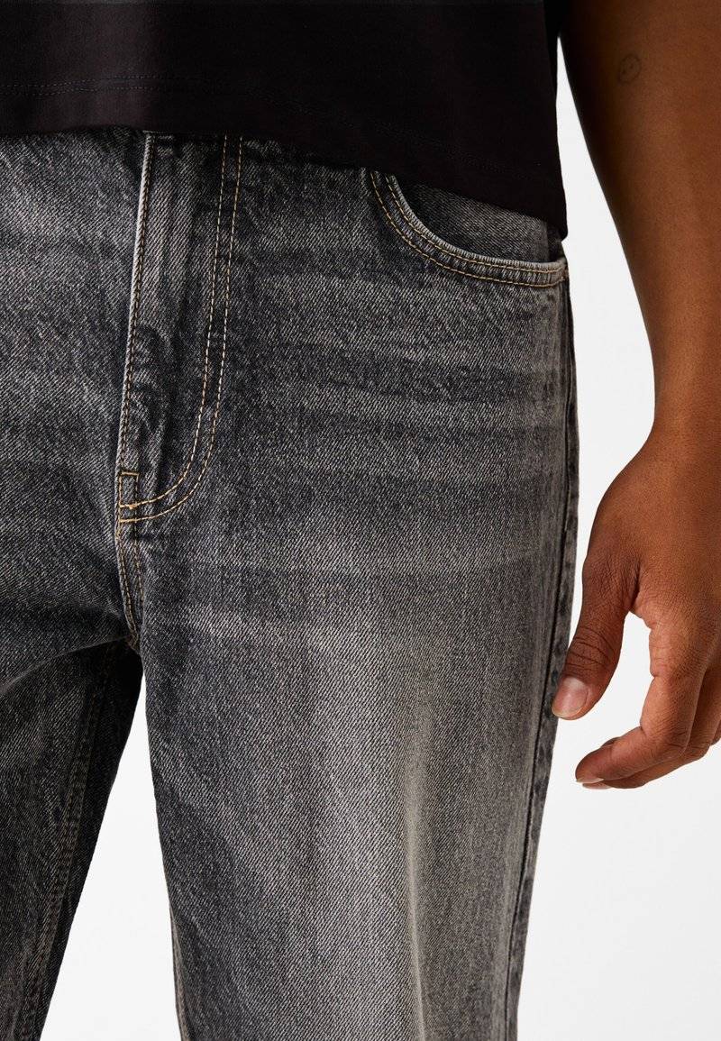Bershka Bershka Straight leg jeans - mottled dark grey Tiefpreis