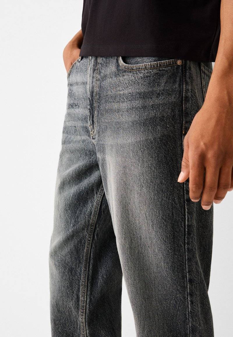 Bershka Bershka Straight leg jeans - mottled dark grey Tiefpreis