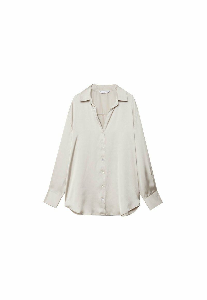 Stradivarius Stradivarius COLLARED - Button-down blouse - stone Kostenlose Rückgabe