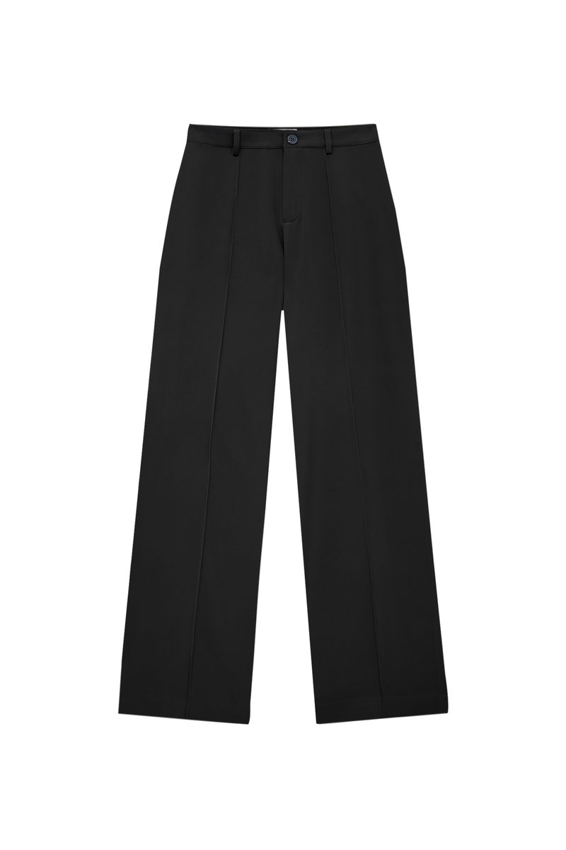PULL&BEAR PULL&BEAR IM REGULAR-FIT MIT ZIERNAHT VORNE - Trousers - black Sonderangebot der Fabrik
