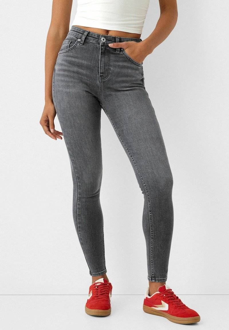 Bershka Bershka SUPER - Jeans Skinny Fit - mottled dark grey Vierteljährliche Förderung