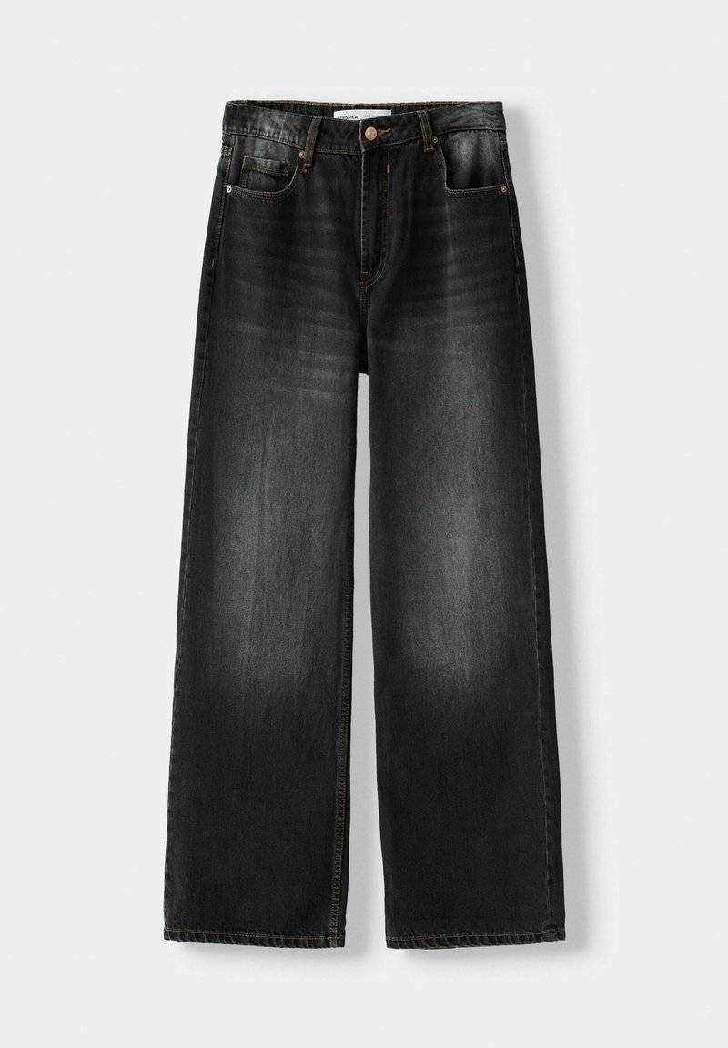 Bershka Bershka BAGGY - Flared Jeans - black Nur noch ein Tag übrig
