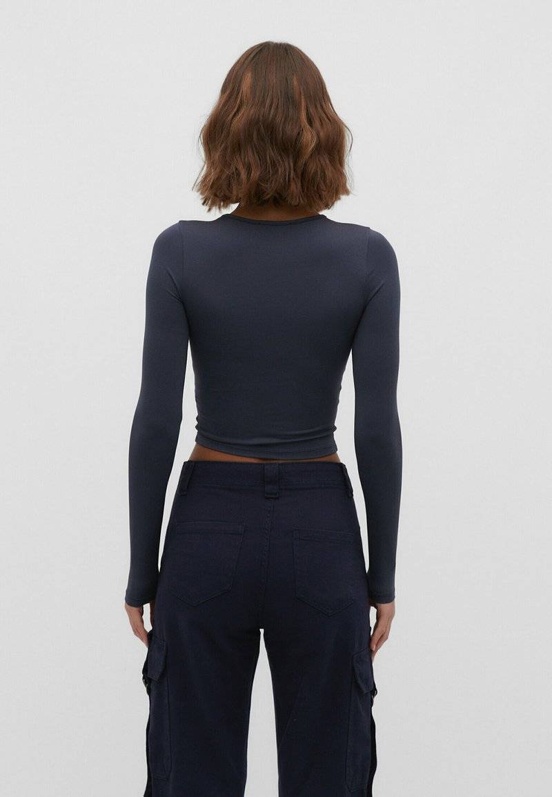 Stradivarius Stradivarius Long sleeved top - dark blue Riesige Rabatte