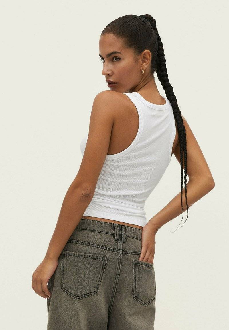 Stradivarius Stradivarius RACERBACK - Top - white denim Fabrikladen