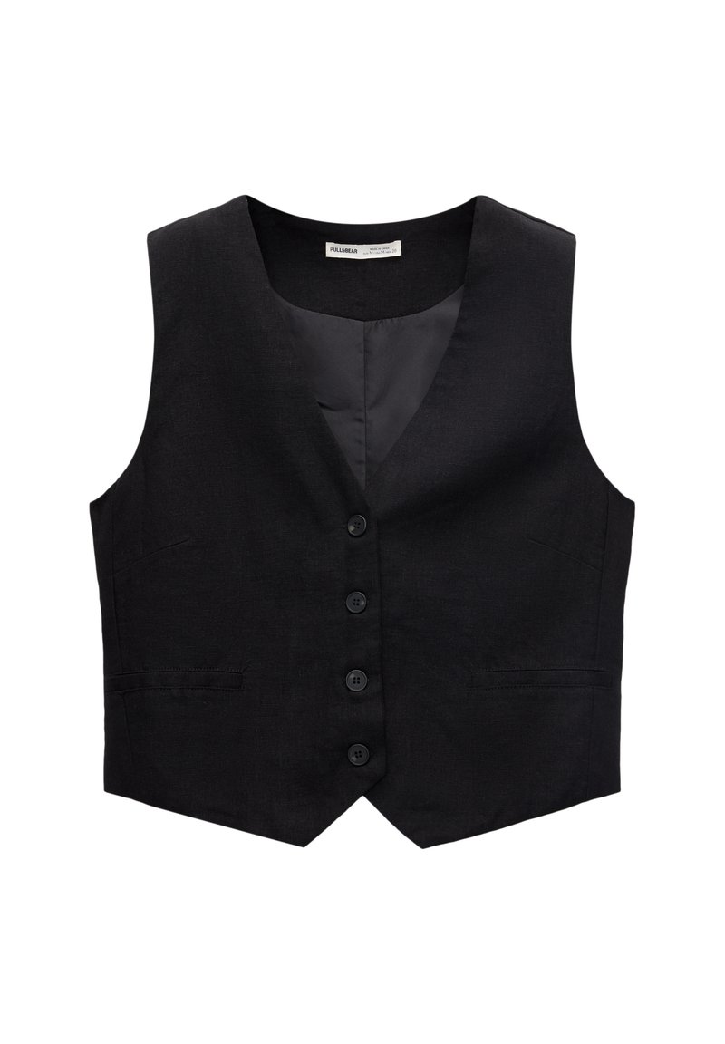 PULL&BEAR PULL&BEAR BASIC RUSTIC - Waistcoat - black Sonderangebot der Fabrik