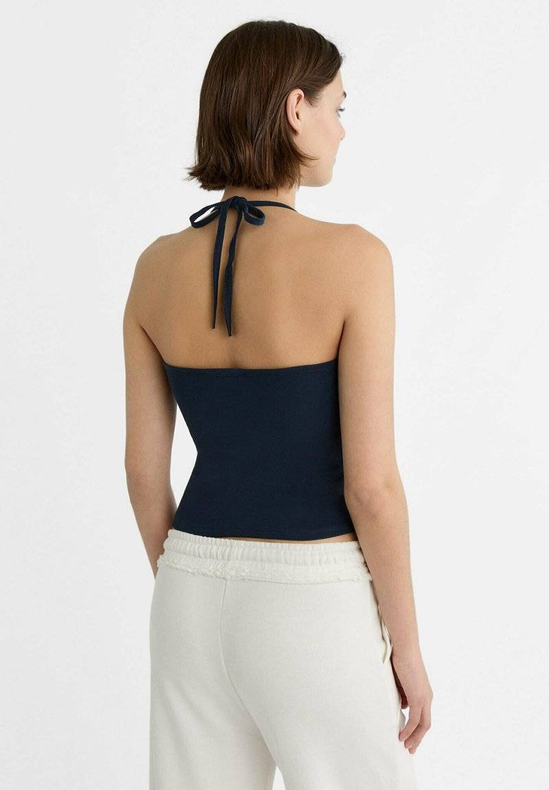 Stradivarius Stradivarius TIED HALTER - Top - dark blue Discount Store für neue Produkte