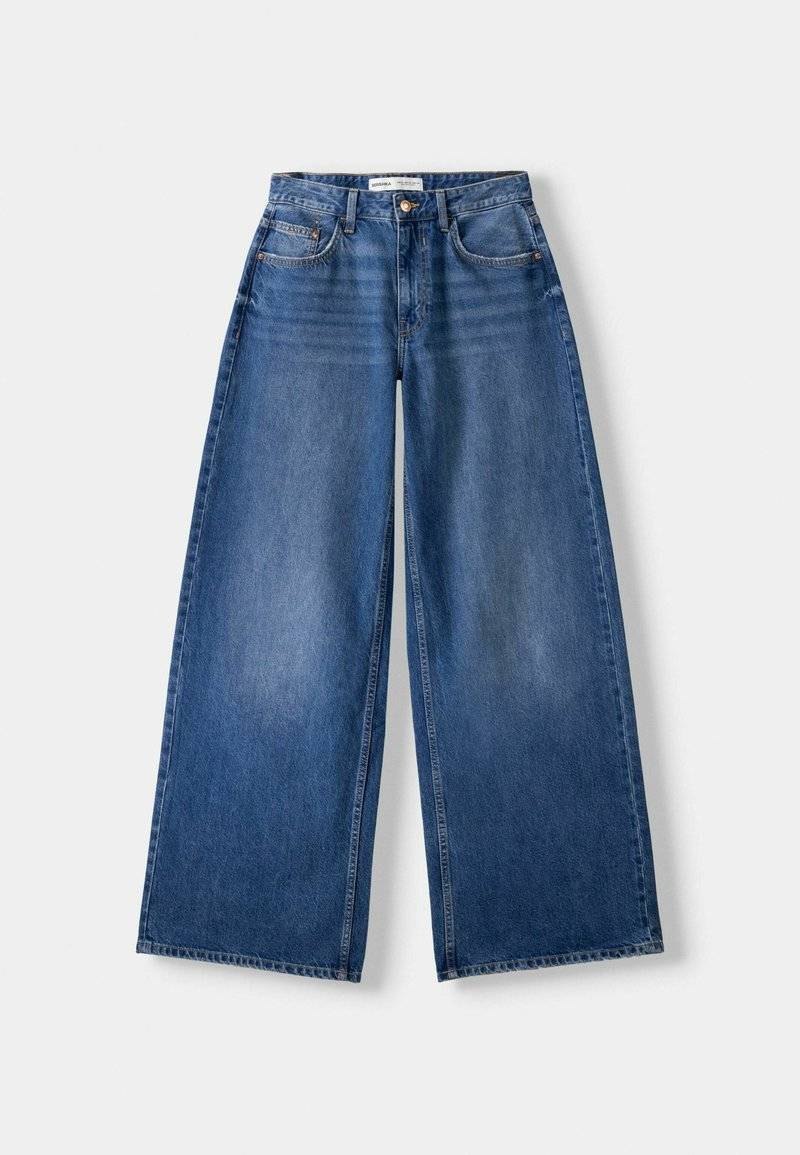 Bershka Bershka WIDE-LEG - Relaxed fit jeans - dark blue Begrenzt auf 3 Tage
