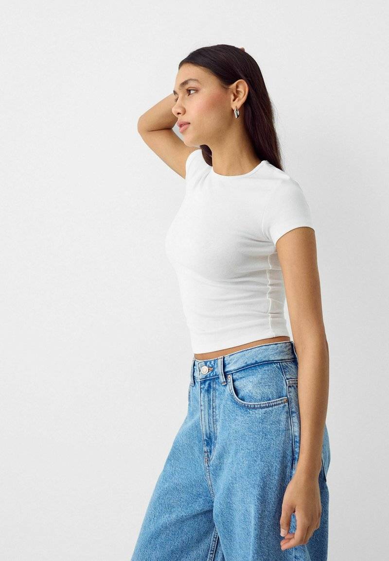 Bershka Bershka SHORT SLEEVE ROUND NECK 2 PACK - Basic T-shirt - black Rabatte dieses Monats