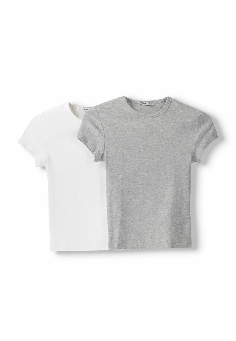 Bershka Bershka SHORT SLEEVE ROUND NECK 2 PACK - Basic T-shirt - white Neueste Stile