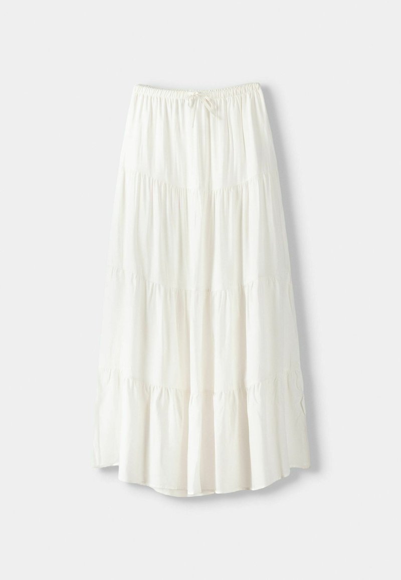 Bershka Bershka ELASTICATED - Maxi skirt - white Letzter Tag