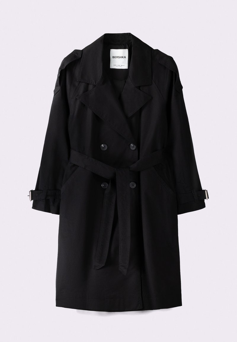 Bershka Bershka Trenchcoat - black Zeitbegrenzte Promotion