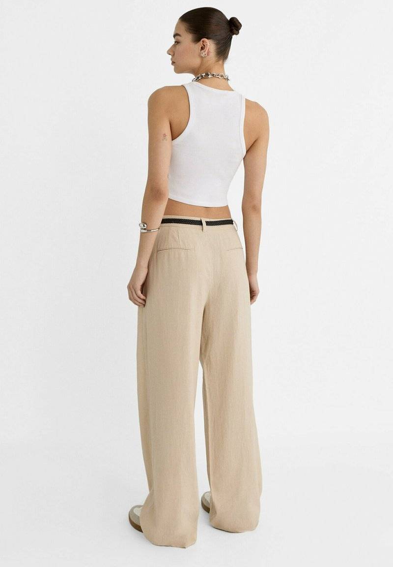 Stradivarius Stradivarius WITH BELT - Trousers - beige Bis zu 65% Rabatt