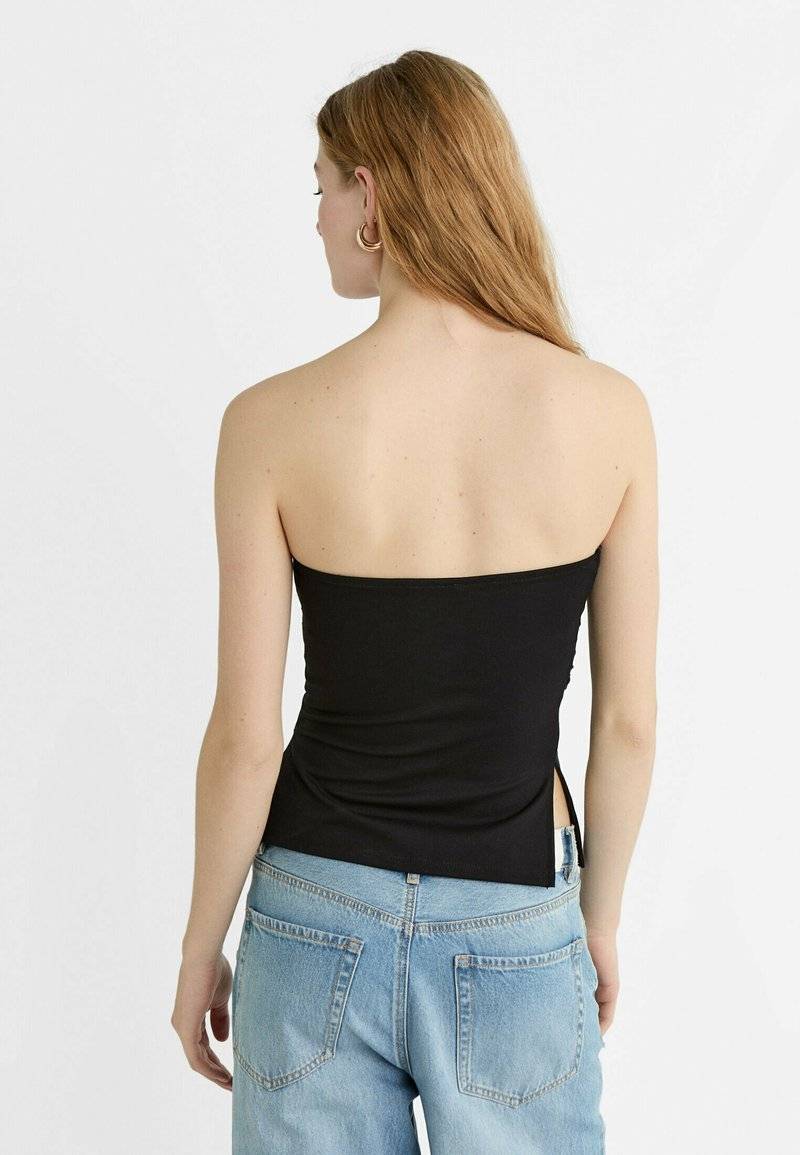 Stradivarius Stradivarius BANDEAU WITH SIDE VENTS - Top - black Nur für heute