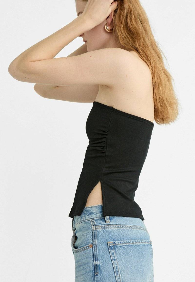 Stradivarius Stradivarius BANDEAU WITH SIDE VENTS - Top - black Nur für heute