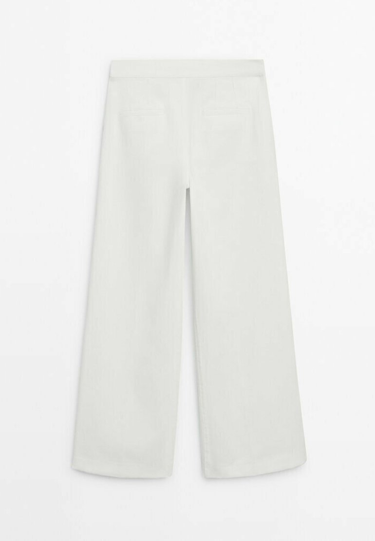 Massimo Dutti Massimo Dutti HIGH-WAIST FLARED - Trousers - white Bis zu 55% Rabatt