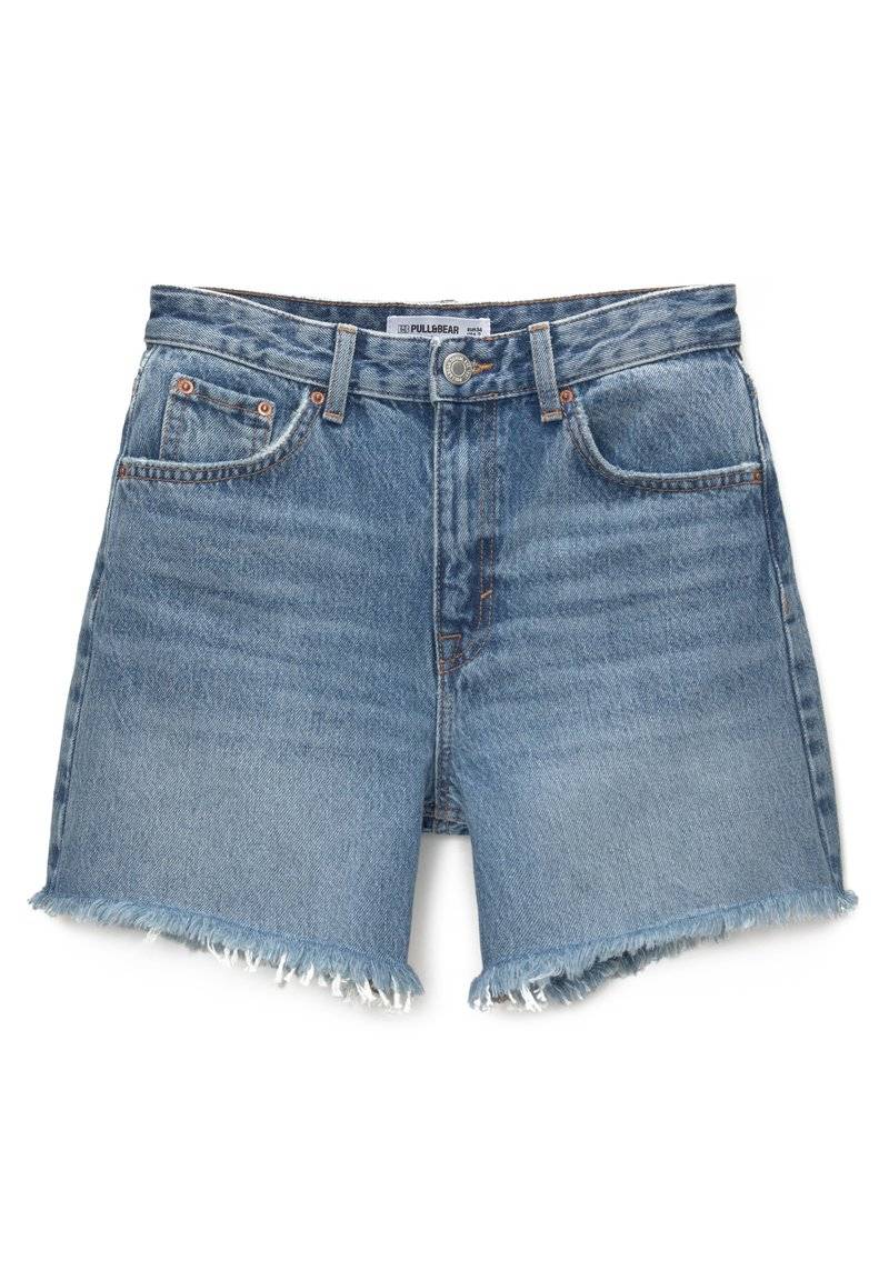 PULL&BEAR PULL&BEAR HIGH-WAIST - BERMUDA - Denim shorts - blue denim Discount Store für neue Produkte