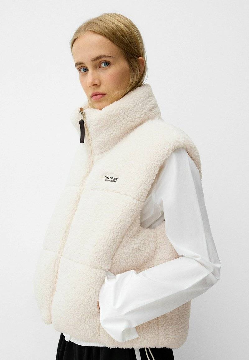 Bershka Bershka REVERSIBLE - Waistcoat - white Riesige Rabatte