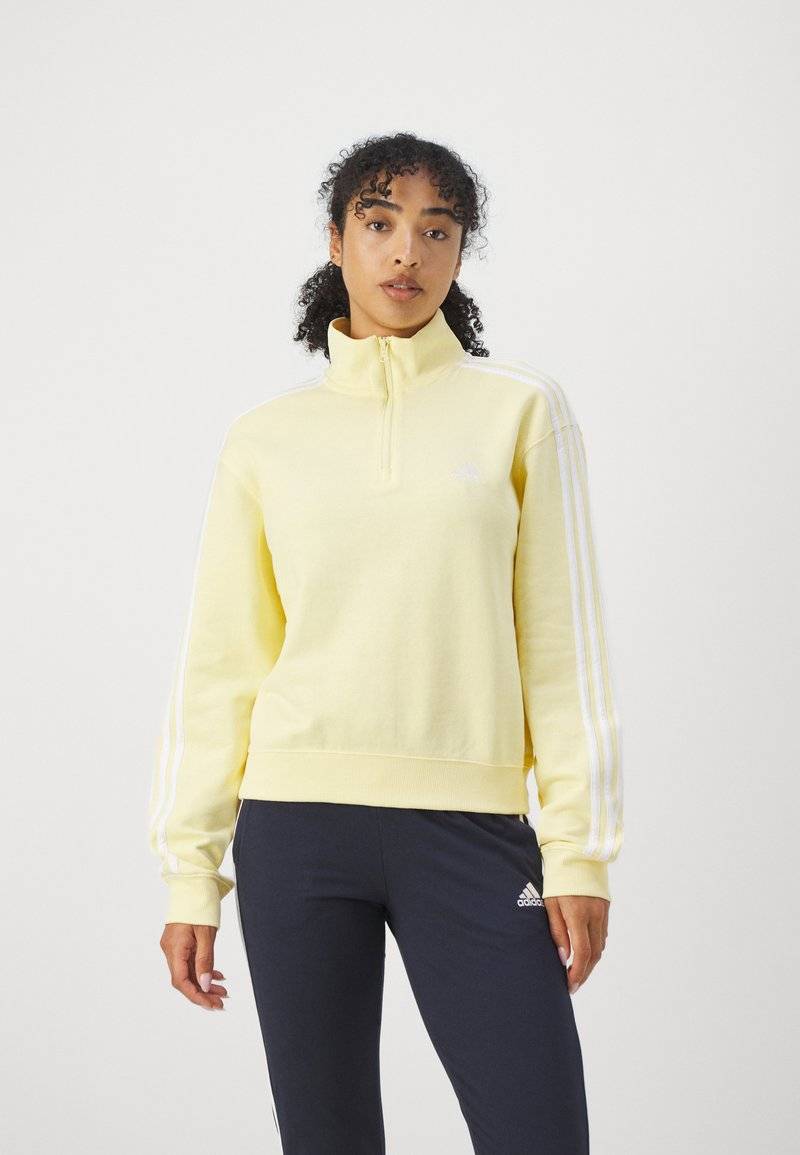 adidas Sportswear adidas Sportswear ESSENTIALS 3-STRIPES QUARTER ZIP - Sweatshirt - almost yellow Online