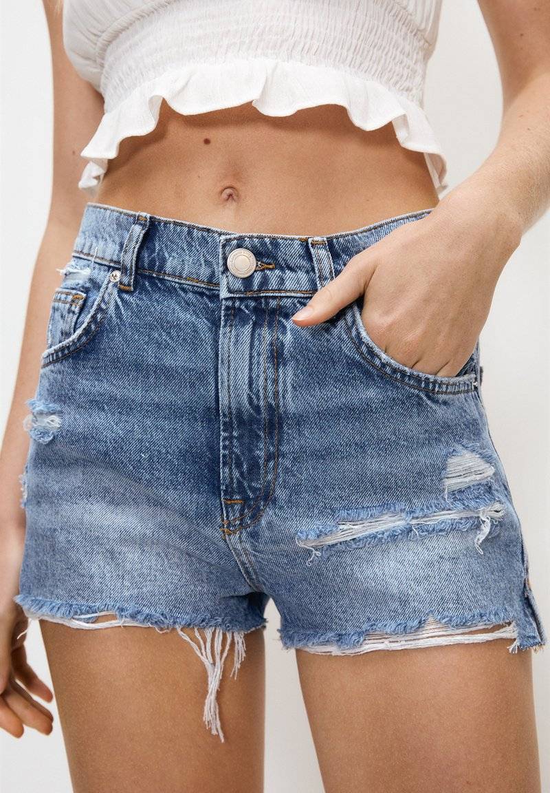 PULL&BEAR PULL&BEAR Denim shorts - blue denim Bis zu 65% Rabatt