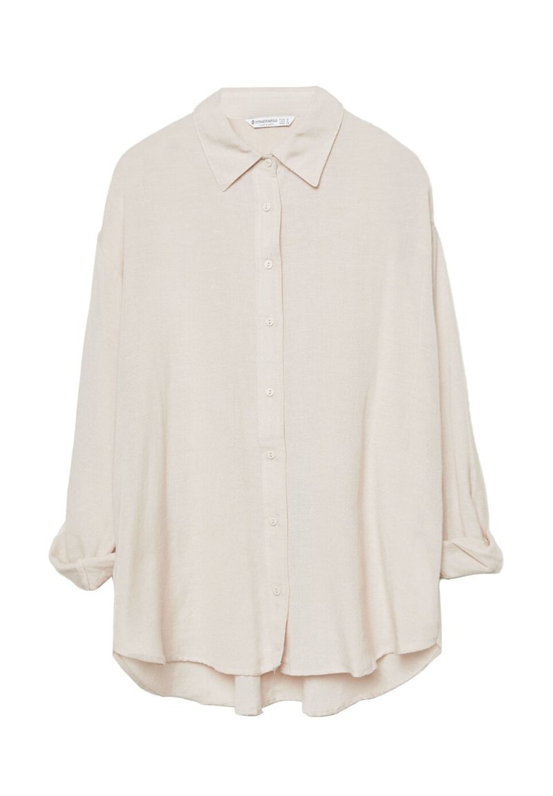 Stradivarius Stradivarius RUSTIKALES DAILY - Button-down blouse - beige Nur noch ein Tag übrig