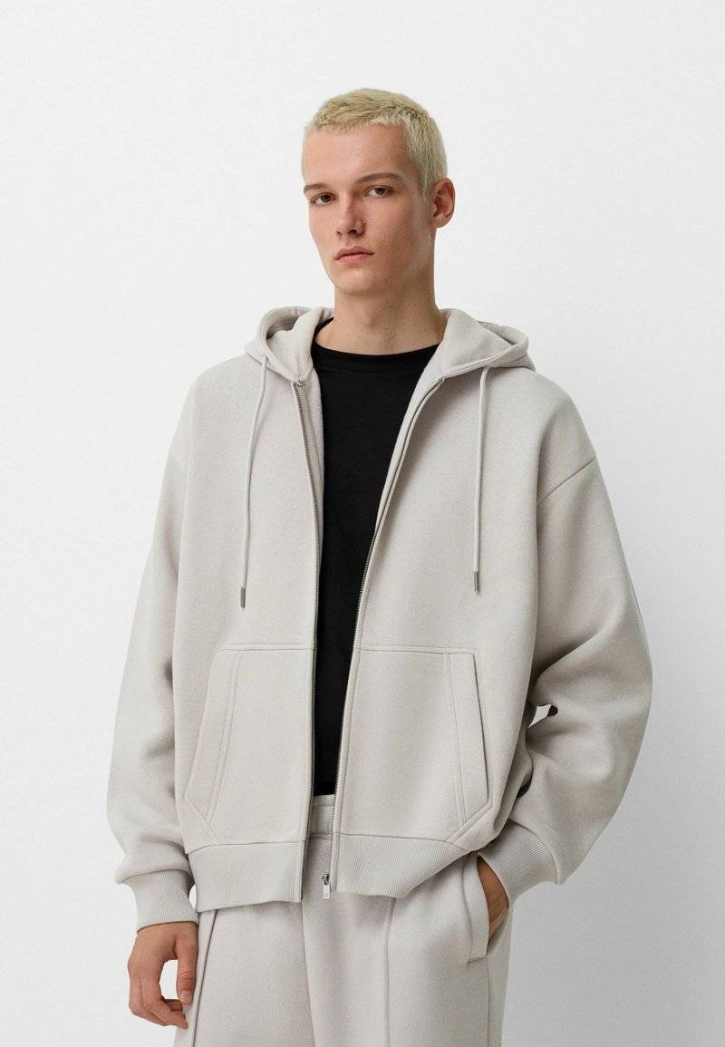 Bershka Bershka SET Zip-Up Sweatshirt + WIDE LEG - Tracksuit - white Fabrik Onlineshop