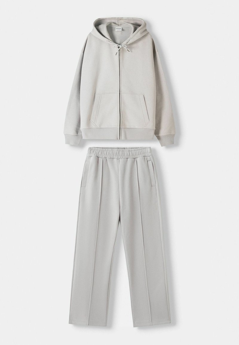 Bershka Bershka SET Zip-Up Sweatshirt + WIDE LEG - Tracksuit - white Fabrik Onlineshop