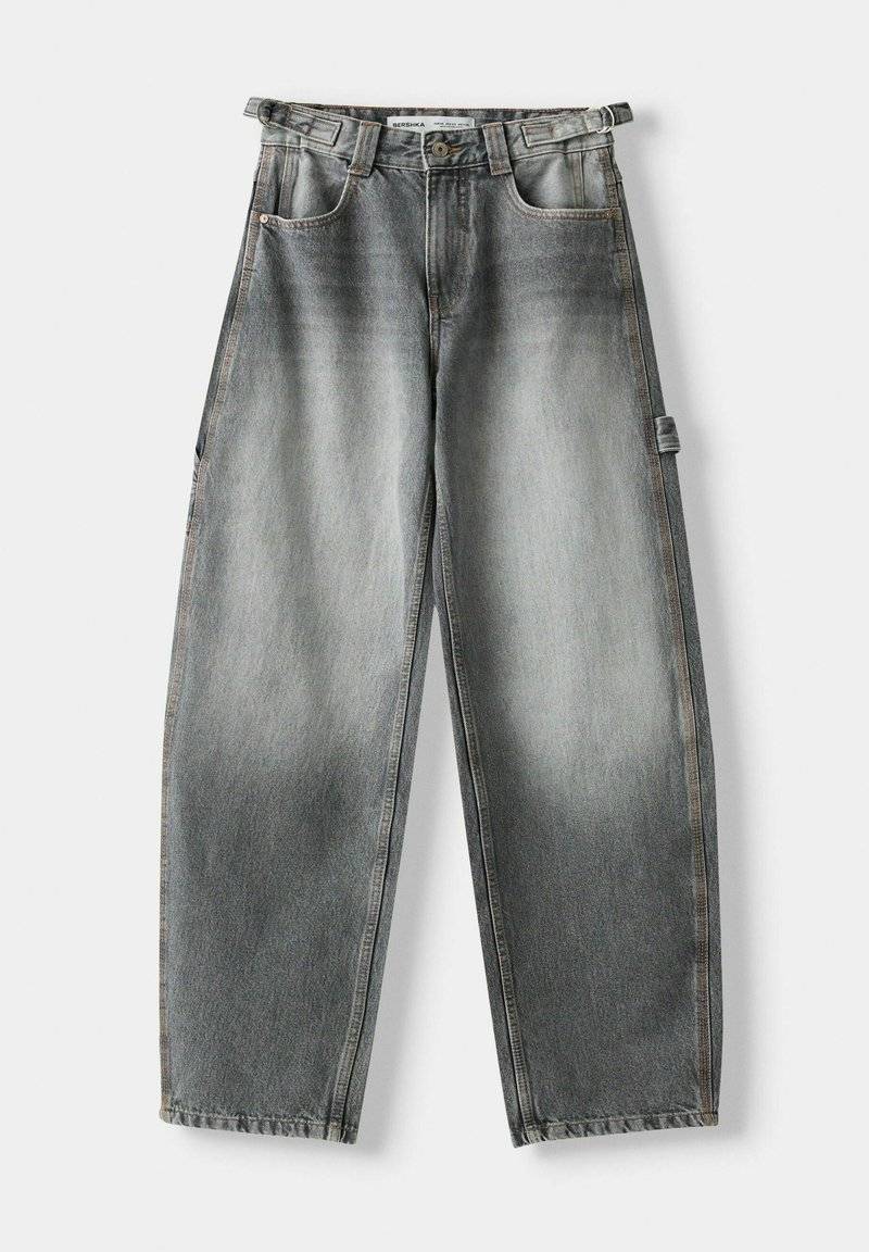 Bershka Bershka WIDE BALLOON CARPENTER - Relaxed fit jeans - grey Flash Sale