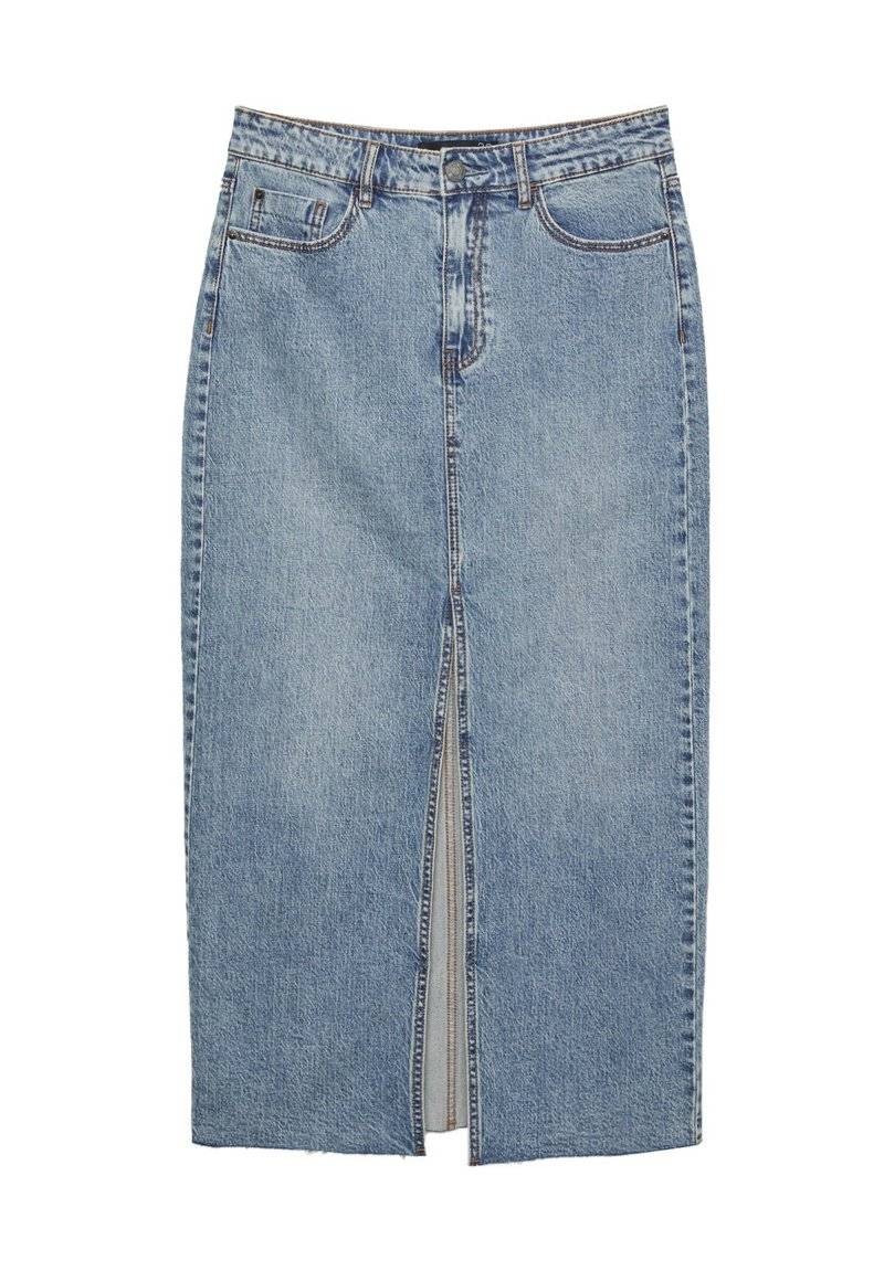 Stradivarius Stradivarius IM COMFORT-FIT - Maxi skirt - stone blue denim Lagerräumung