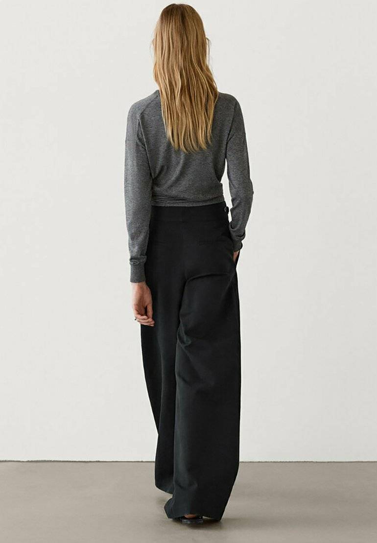 Massimo Dutti Massimo Dutti WIDE-LEG - Trousers - black Neueste Mode