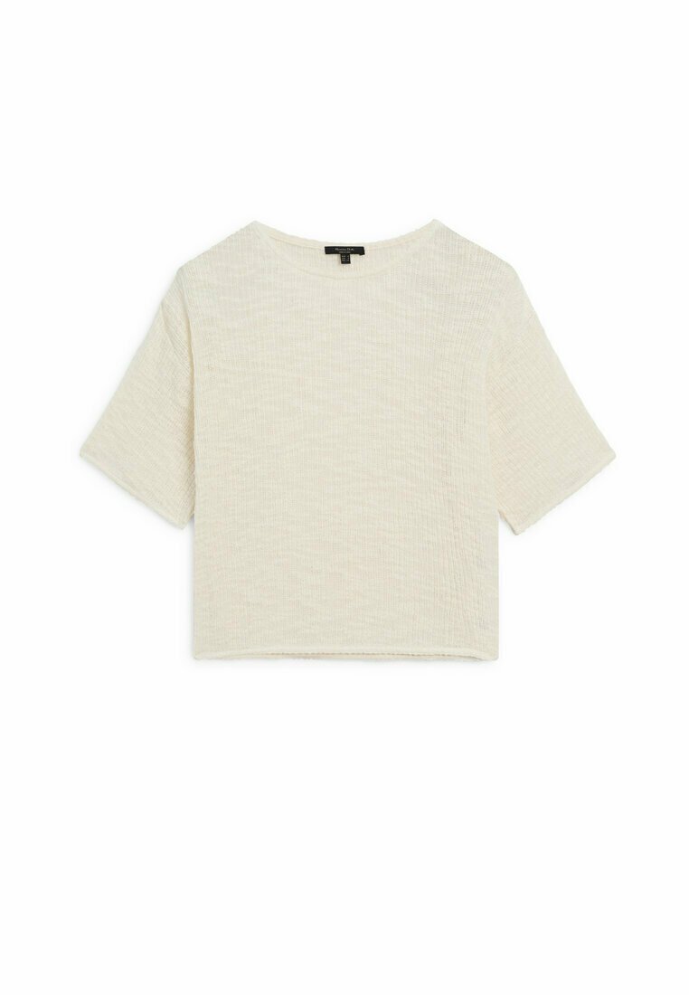 Massimo Dutti Massimo Dutti TEXTURED - Basic T-shirt - beige Flash Sale